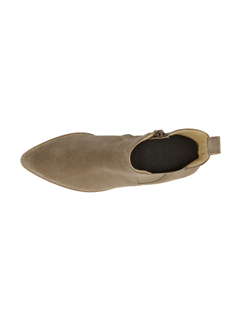 Stiefelette, Veloursleder, spitze Vorderkappe, beige, Ansicht oben