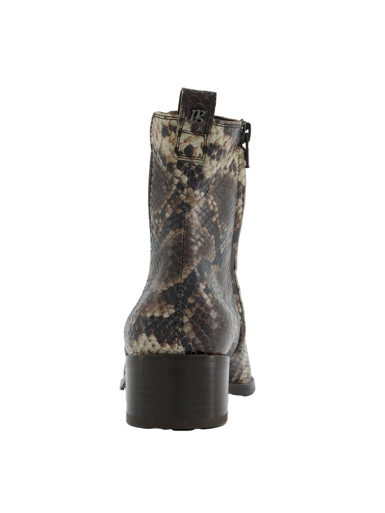 Stiefelette, Leder, spitze Vorderkappe, boa braun, Ansicht hinten