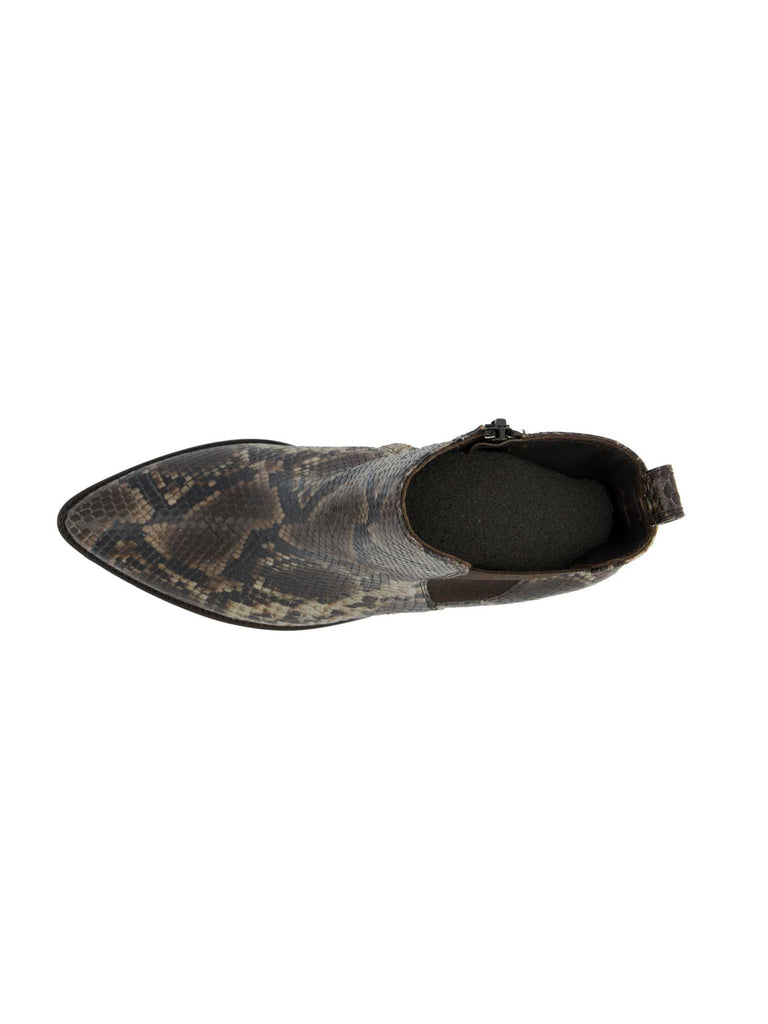 Stiefelette, Leder, spitze Vorderkappe, boa braun, Ansicht oben