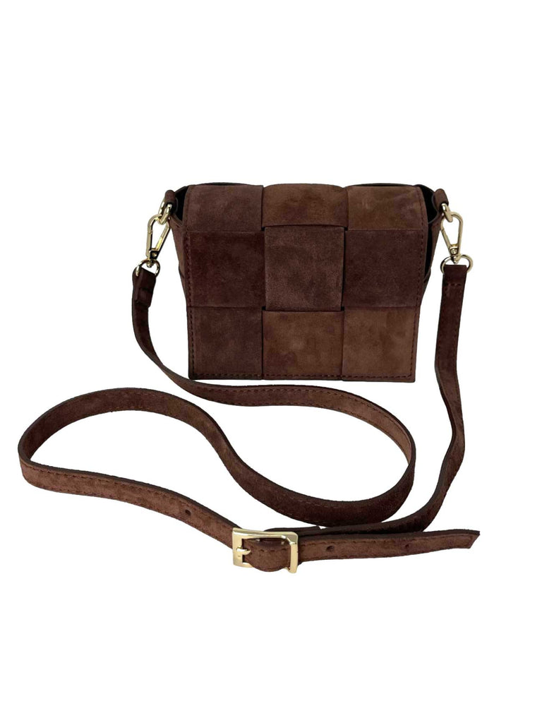 Handtasche klein, geflochten, hellbraun, Ansicht vorne