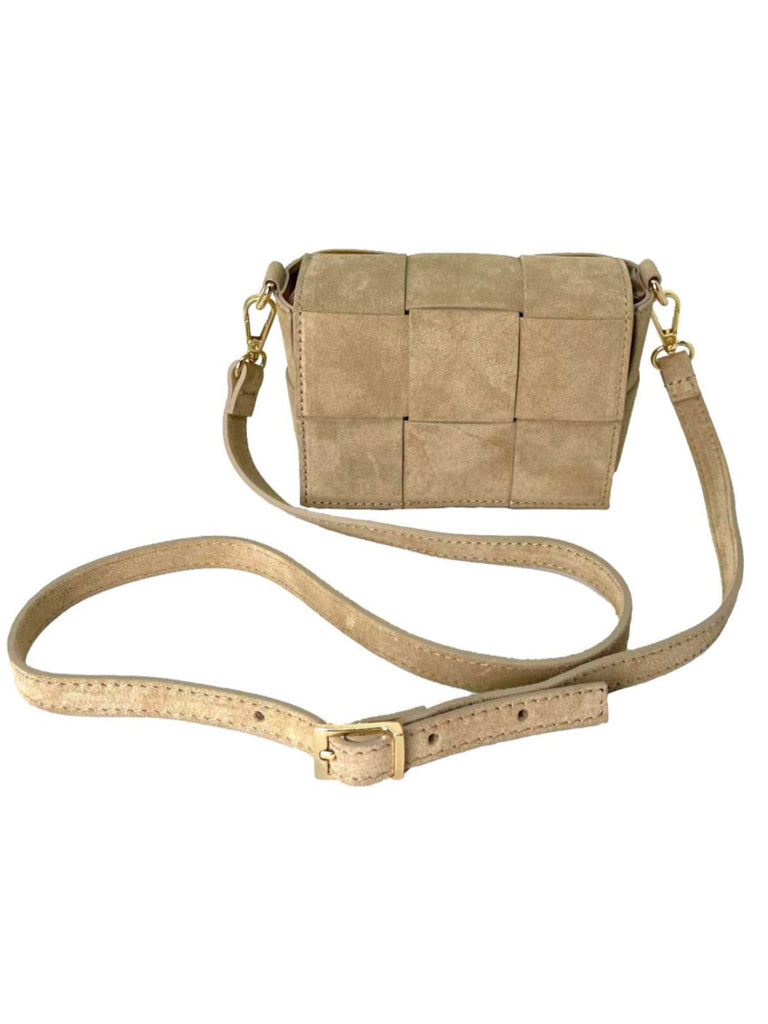 Handtasche klein, geflochten, beige, Ansicht vorne
