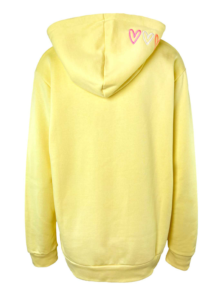 Hoodie gelb mit Front-Stick Ansicht hinten