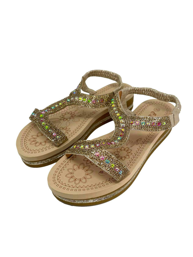 Sandalette mit Strass, beige, Ansicht Paar