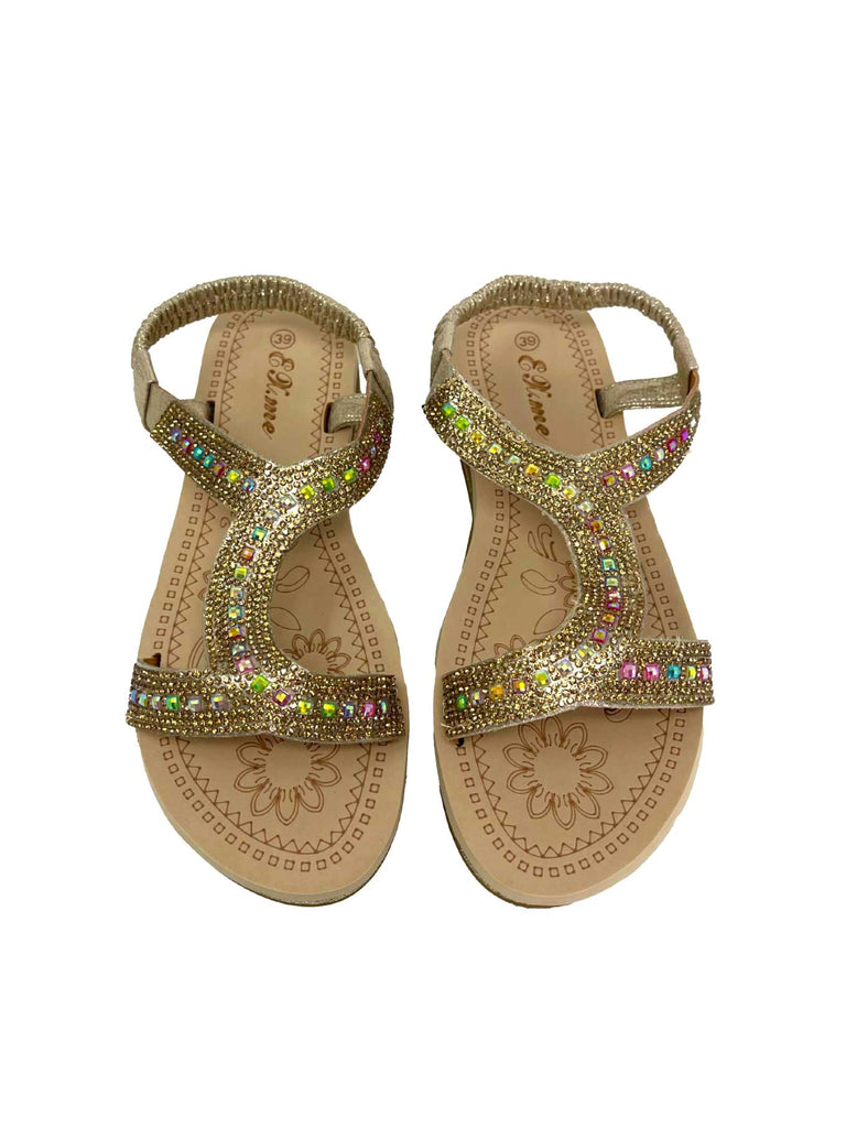 Sandalette mit Strass, beige, Ansicht Paar von oben