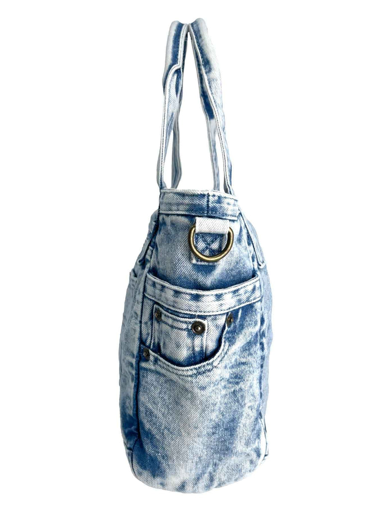 Henkeltasche, Jeans, hellblau, Ansicht seitlich