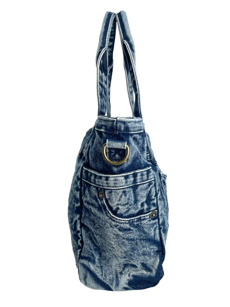 Henkeltasche, Jeans, blau, Ansicht seitlich
