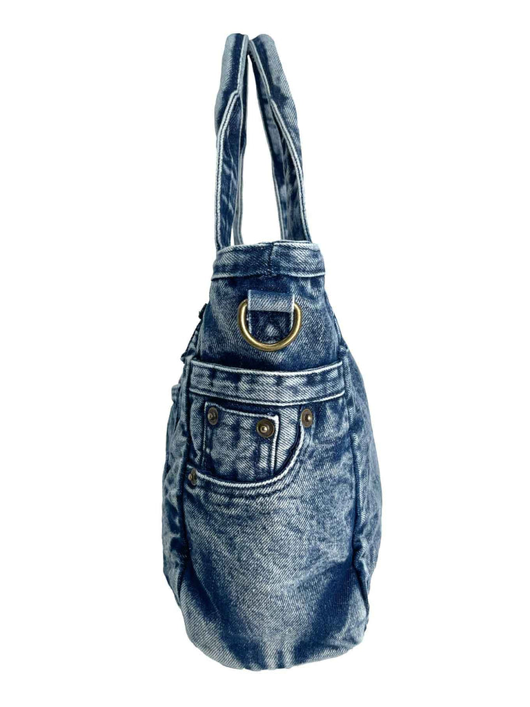 Henkeltasche, Jeans, blau, Ansicht seitlich