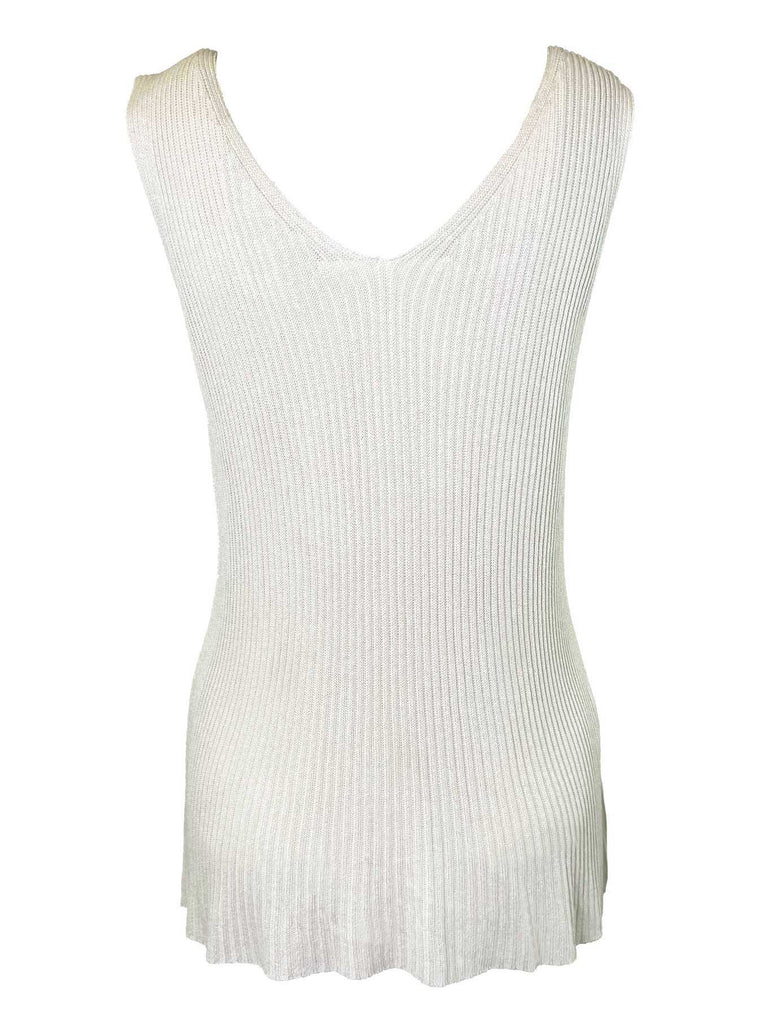 Stricktop mit Blüten, beige, Ansicht vorne
