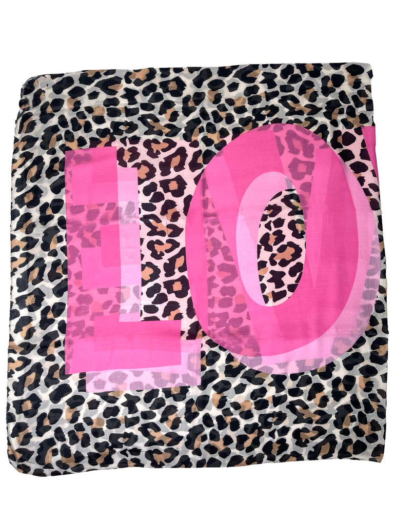 Schal, Leo, Love Schriftzug pink, Ansicht Text