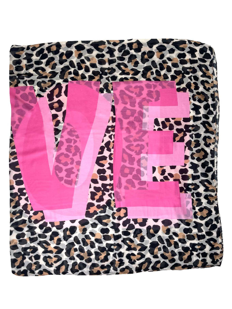 Schal, Leo, Love Schriftzug pink, Ansicht Text