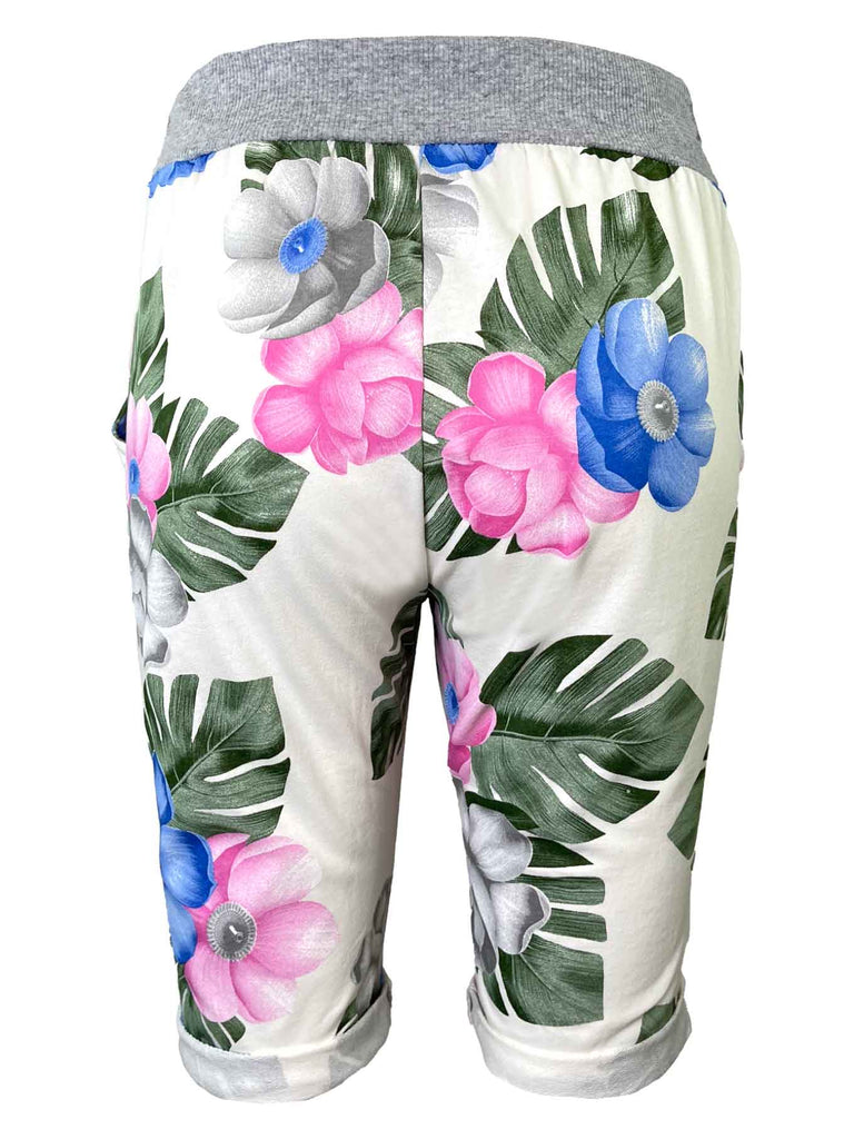 Jogpant, kurz, floral gemustert, Ansicht hinten