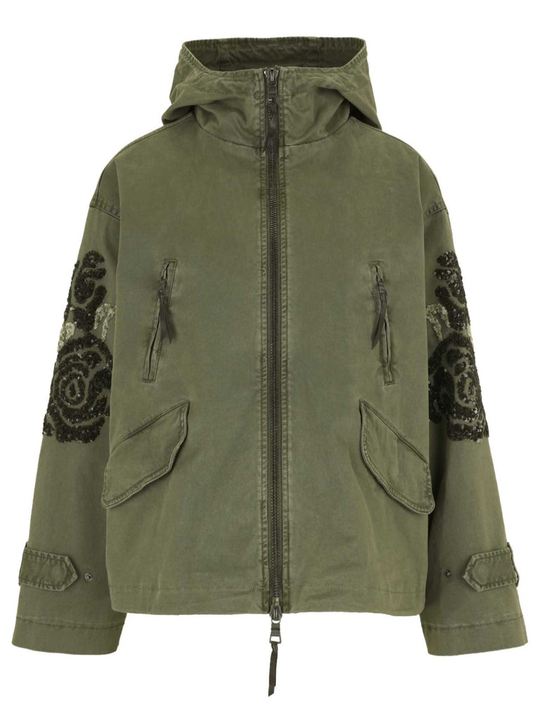 Jacke, khaki, mit Pailettendetails, Ansicht vorne