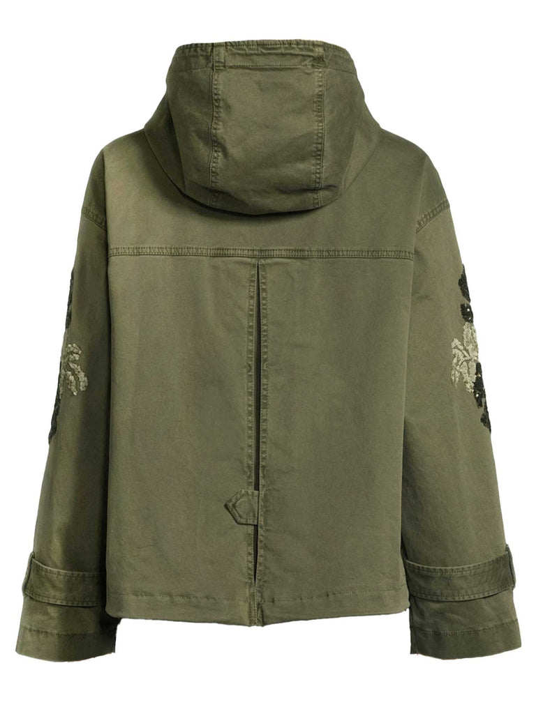 Jacke, khaki, mit Pailettendetails, Ansicht hinten