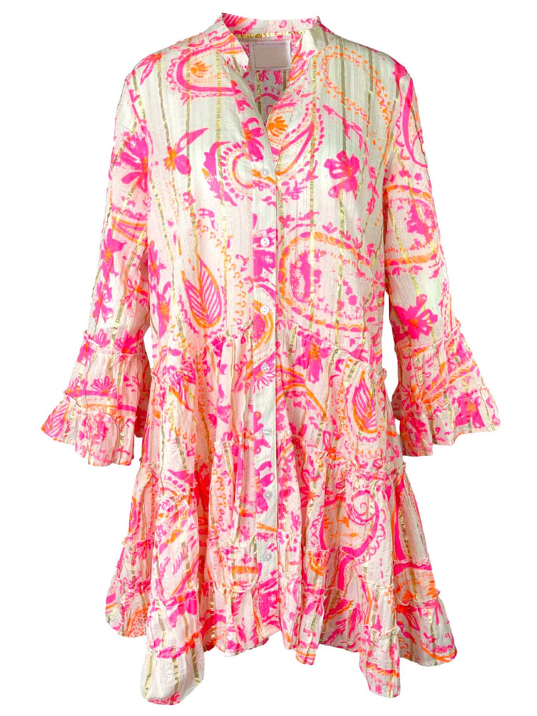 Kleid kurz, floraler Print, pink gold, Ansicht vorne
