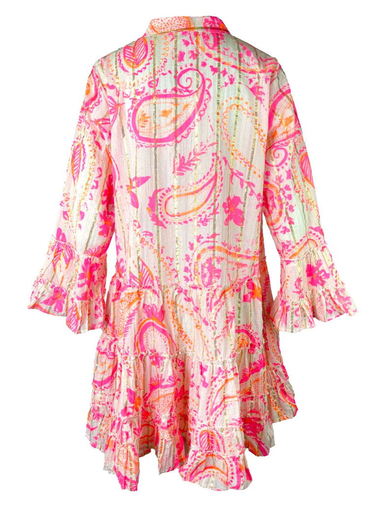 Kleid kurz, floraler Print, pink gold, Ansicht hinten