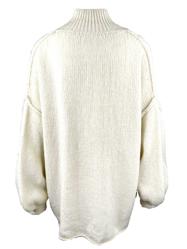 Strickjacke, creme, Knopfleiste, Ansicht hinten