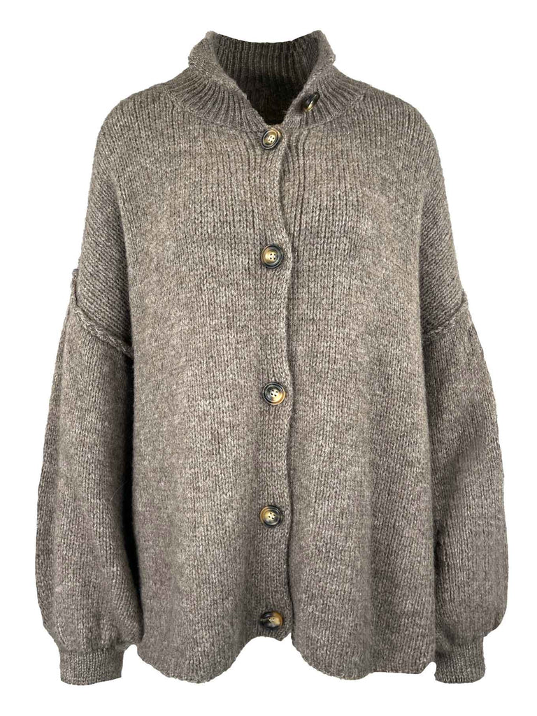 Strickjacke, taupe, Knopfleiste, Ansicht vorne