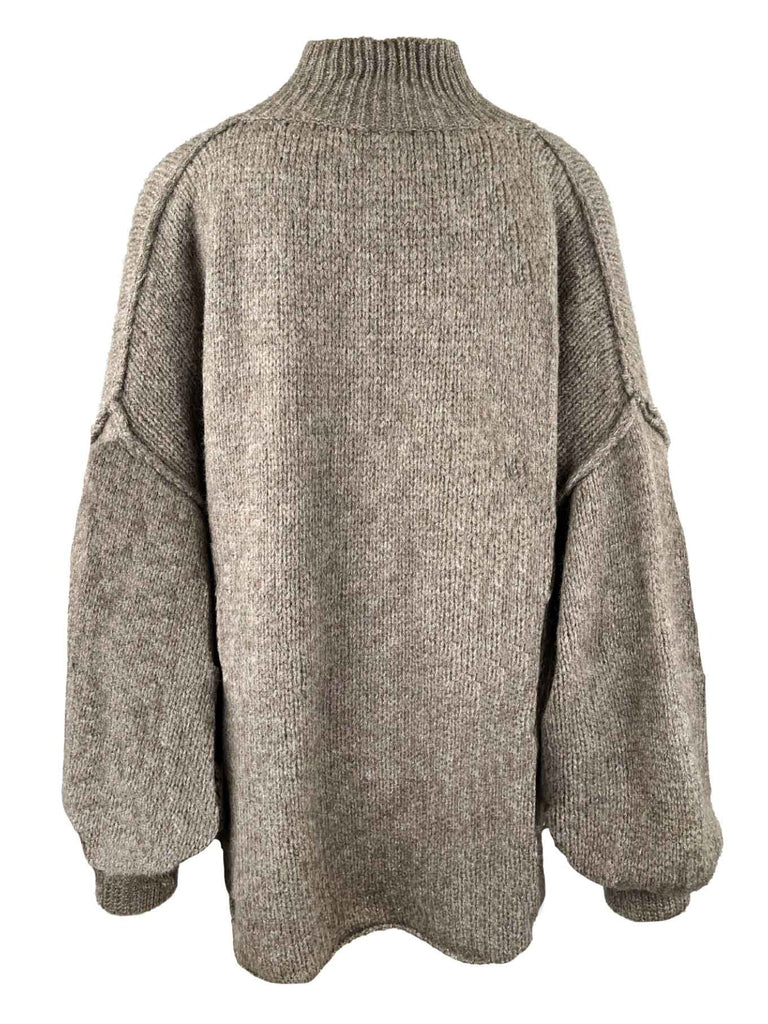 Strickjacke, taupe, Knopfleiste, Ansicht hinten