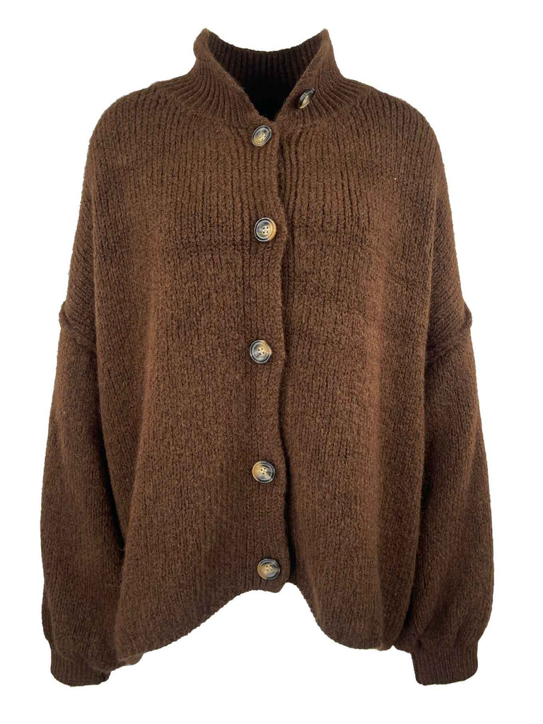 Strickjacke, braun, Knopfleiste, Ansicht vorne