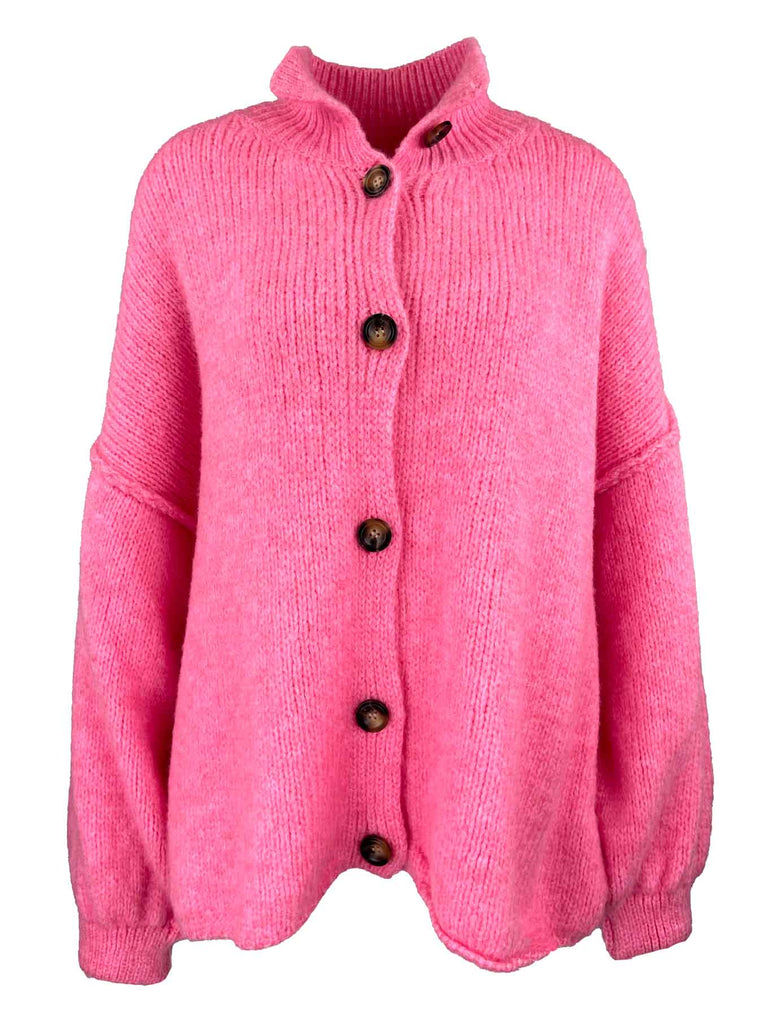 Strickjacke, rosa, Knopfleiste, Ansicht vorne