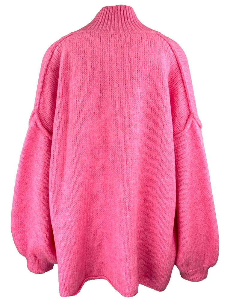 Strickjacke, rosa, Knopfleiste, Ansicht hinten