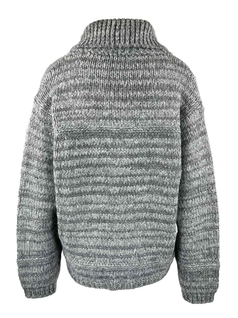 Strickjacke, Grobstrick, grau meliert, Ansicht hinten