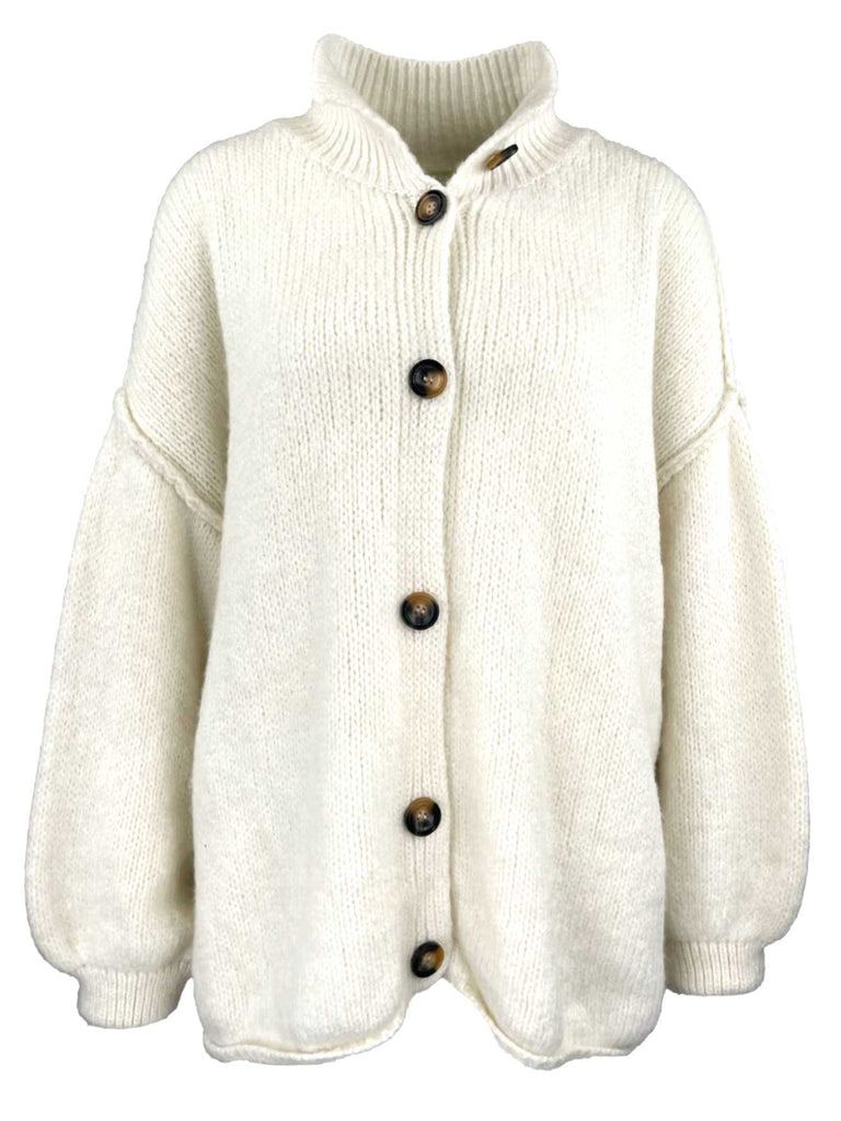 Strickjacke, creme, Knopfleiste, Ansicht vorne