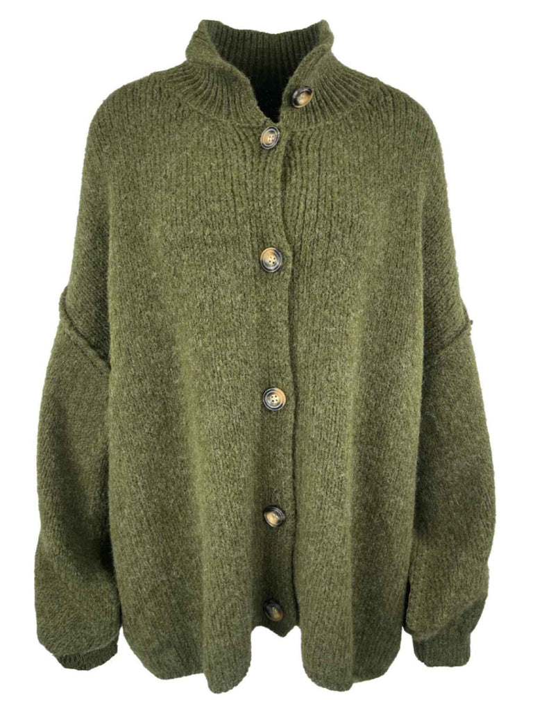 Strickjacke, oliv, Knopfleiste, Ansicht vorne
