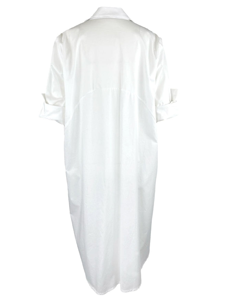 Langes Hemdblusenkleid, weiß, Ansicht hinten