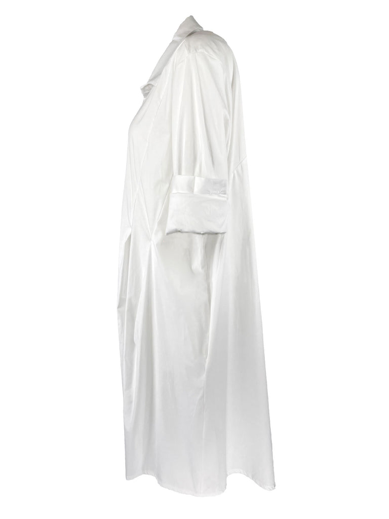 Langes Hemdblusenkleid, weiß, Ansicht seitlich