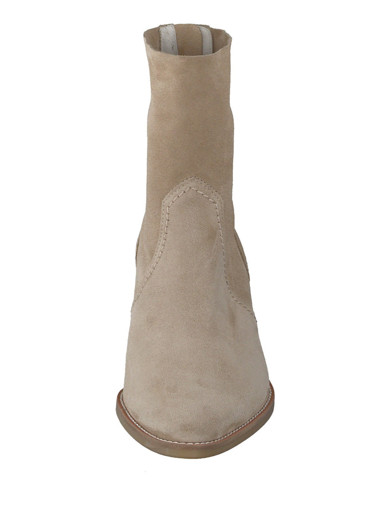 Stiefelette, beige, Blockabsatz, Ansicht vorne
