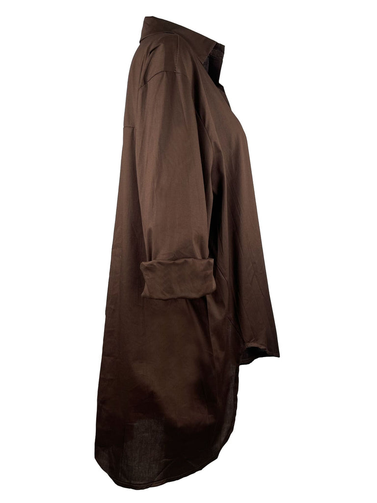 Longbluse, braun, Ansicht seitlich