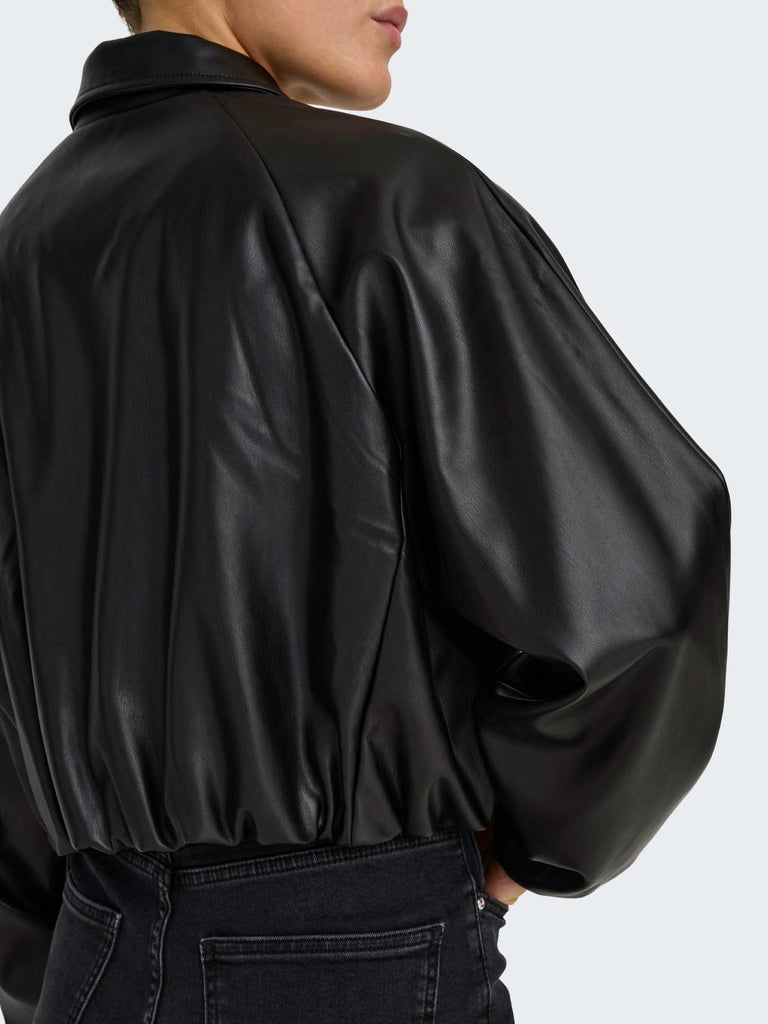 Bikerjacke, Kunstleder, schwarz, Ansicht hinten


