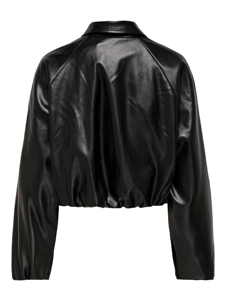 Bikerjacke, Kunstleder, schwarz, Ansicht hinten


