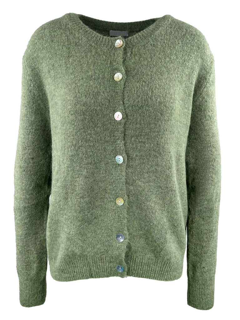 Strickjacke, moosgrün, Ansicht vorne