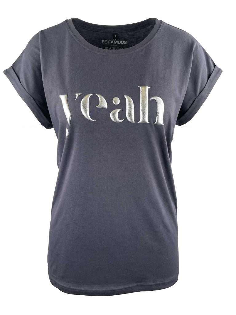 T-Shirt, Metallicaufdruck, grau, Ansicht vorne