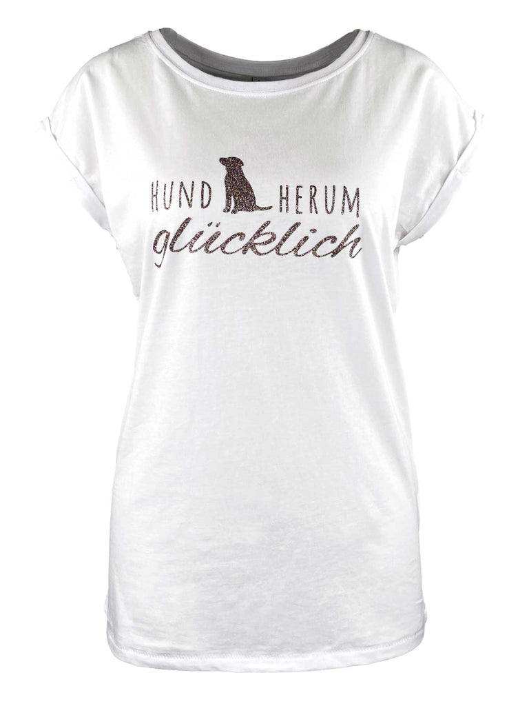 T-Shirt, Glitzeraufdruck, weiß, Ansicht vorne