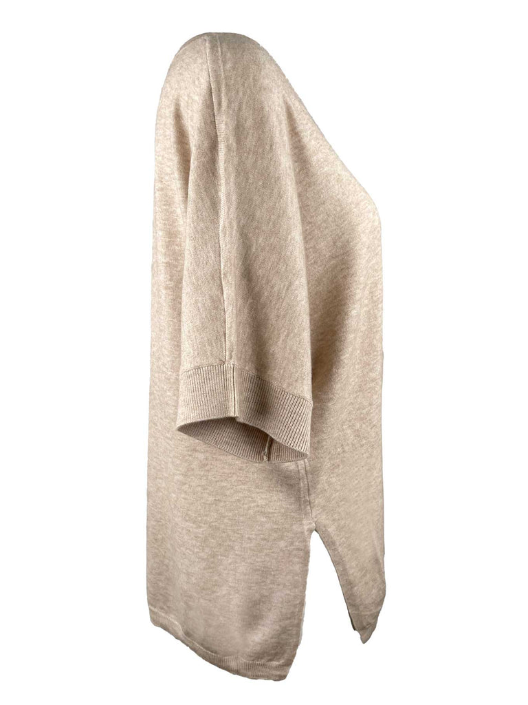 Pullover, VNeck, Kurzarm, beige, Ansicht seitlich