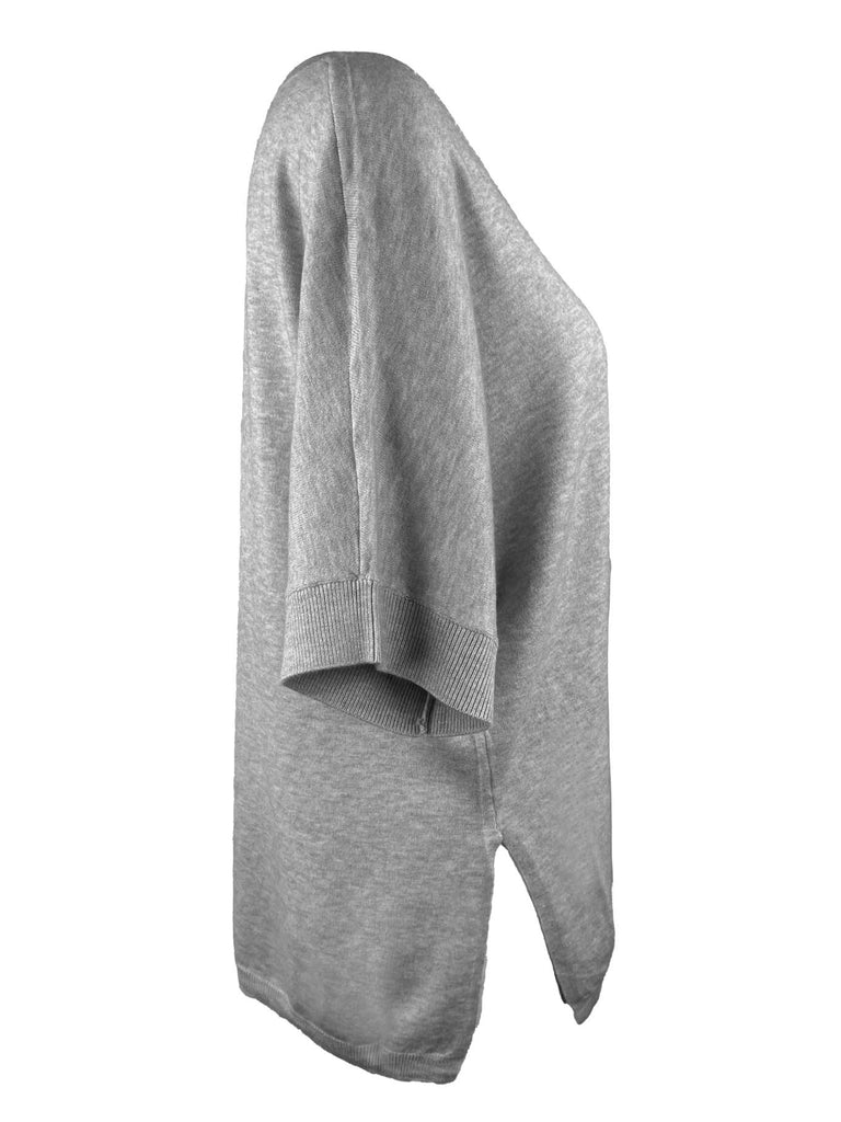 Pullover, VNeck, Kurzarm, grau, Ansicht seitlich