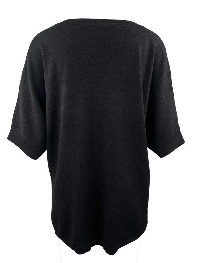 Pullover, VNeck, Kurzarm, schwarz, Ansicht hinten
