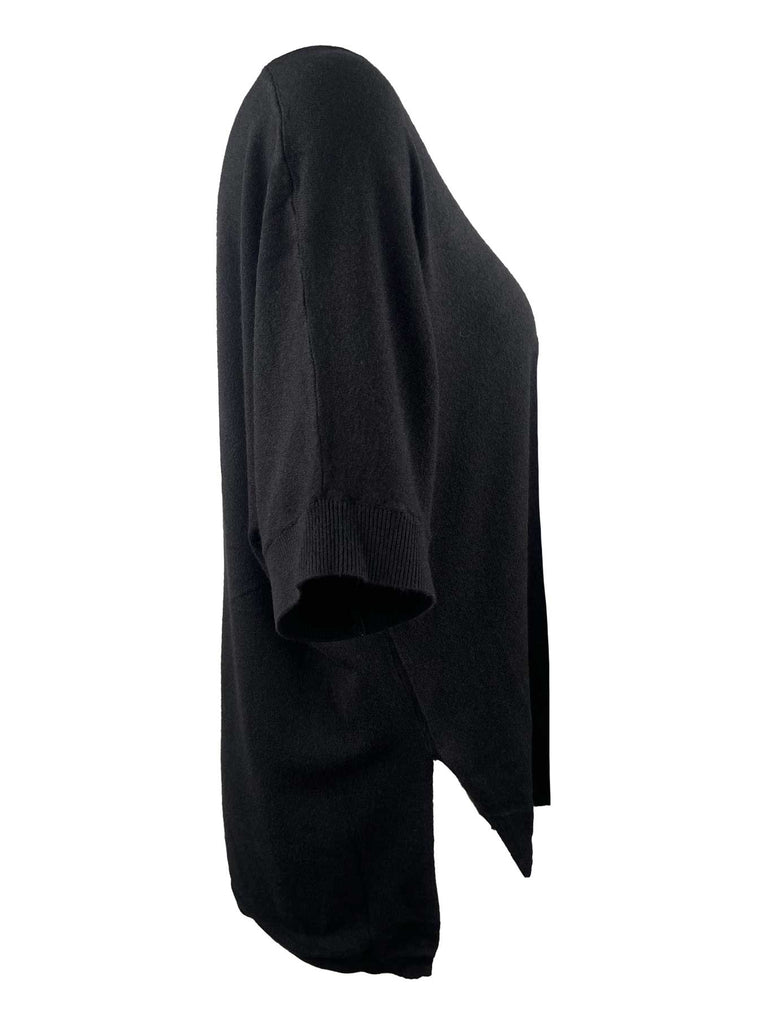 Pullover, VNeck, Kurzarm, schwarz, Ansicht seitlich