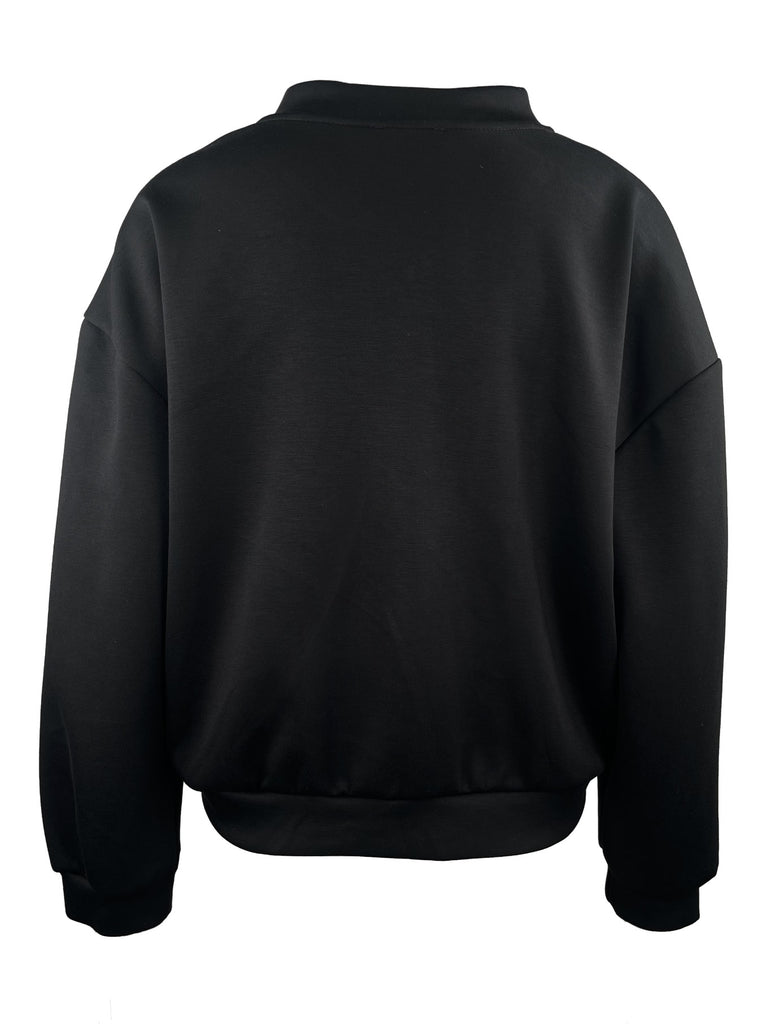 Sweatjacke, schwarz, College Kragen, Ansicht hinten