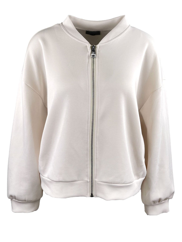 Sweatjacke, beige, College Kragen, Ansicht vorne