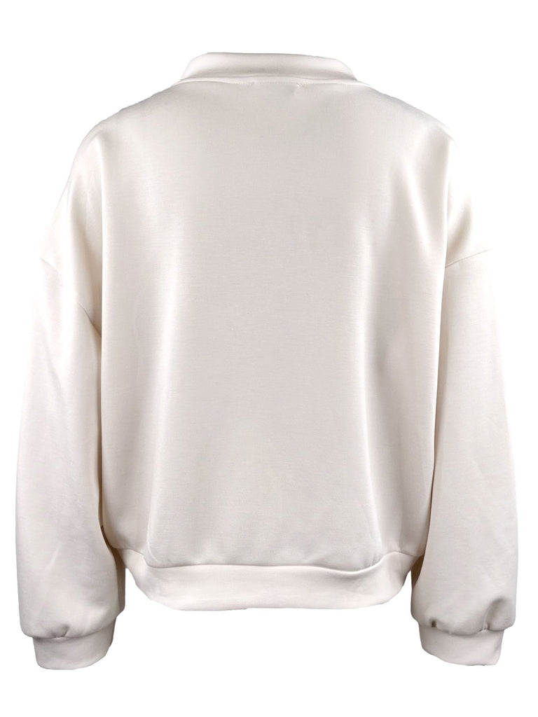 Sweatjacke, beige, College Kragen, Ansicht hinten