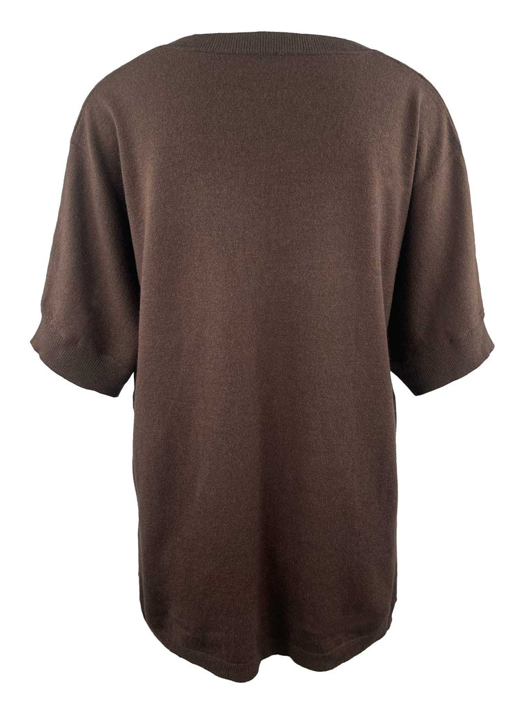Pullover, VNeck, Kurzarm, braun, Ansicht hinten