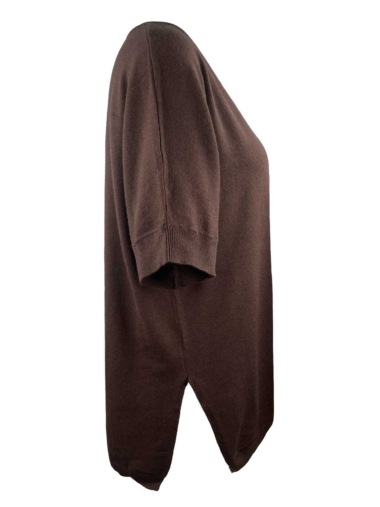 Pullover, VNeck, Kurzarm, braun, Ansicht seitlich