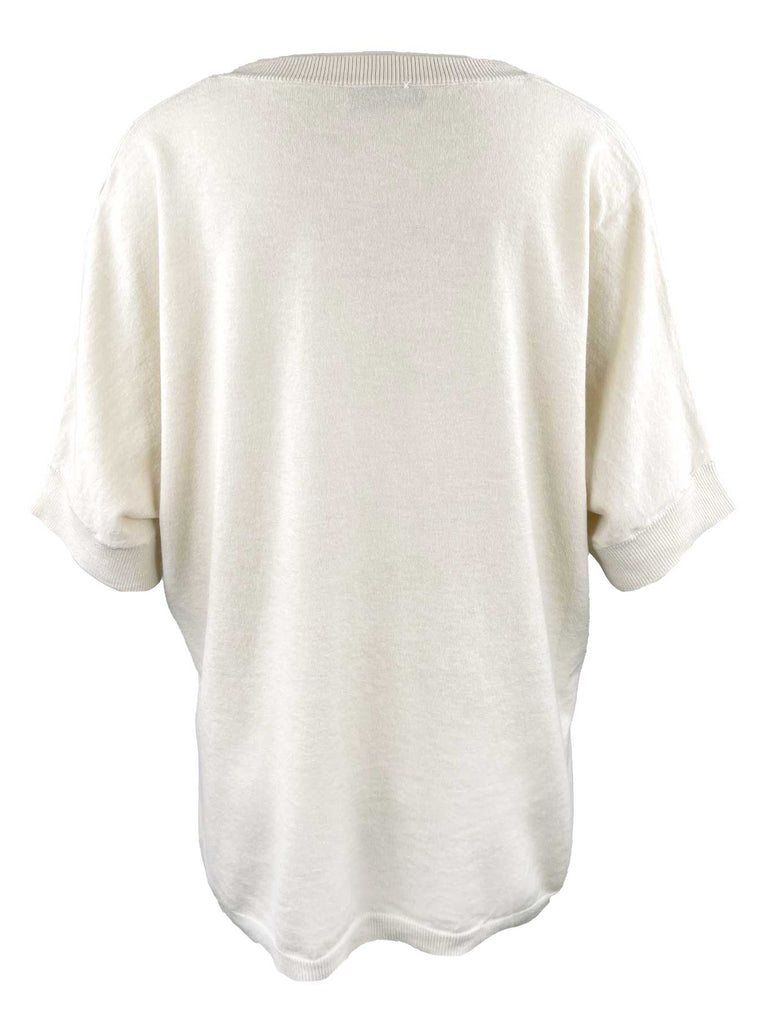 Pullover, VNeck, Kurzarm, creme, Ansicht hinten