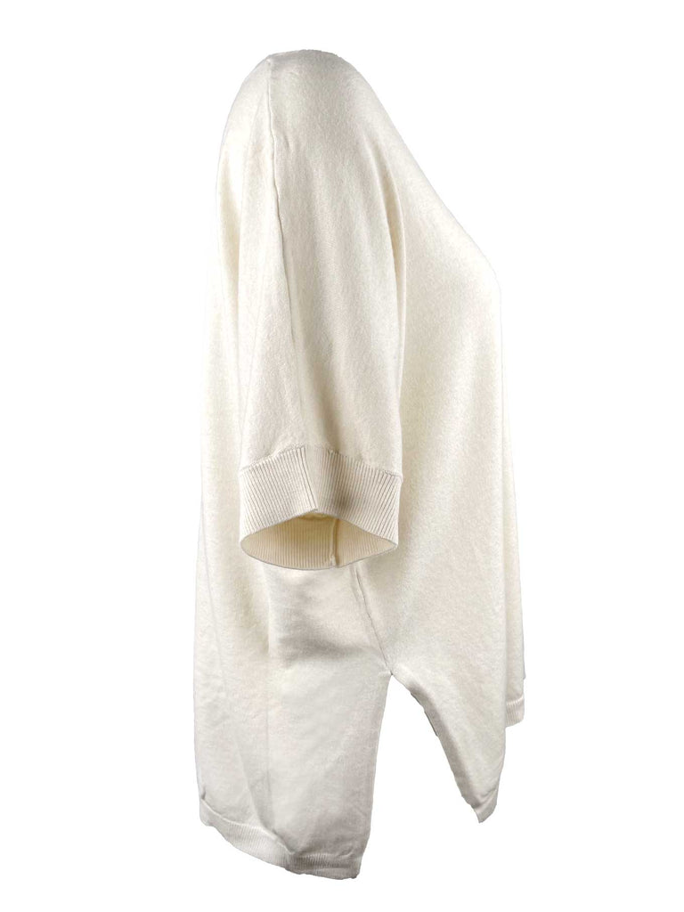 Pullover, VNeck, Kurzarm, creme, Ansicht seitlich