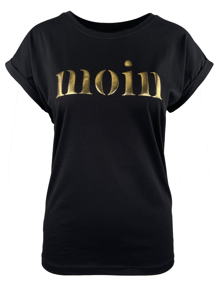 TShirt, Goldaufdruck Moin, schwarz, Ansicht vorne