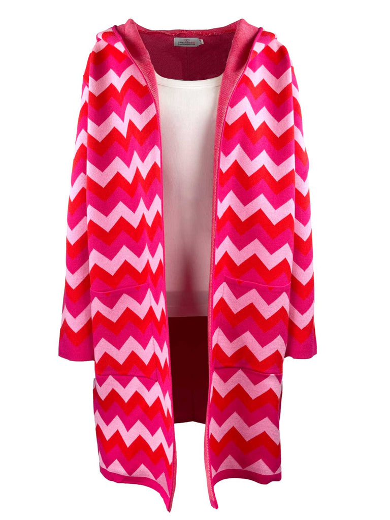 Strickjacke, Zickzack Muster, pink rot, Ansicht vorne